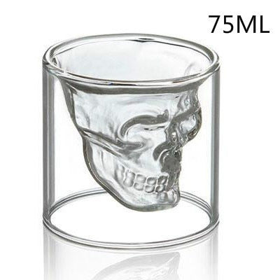 Taza de café transparente con cabeza de calavera de doble capa