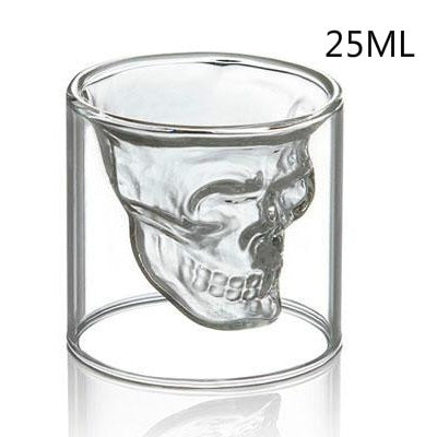Taza de café transparente con cabeza de calavera de doble capa