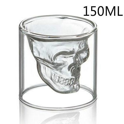 Taza de café transparente con cabeza de calavera de doble capa