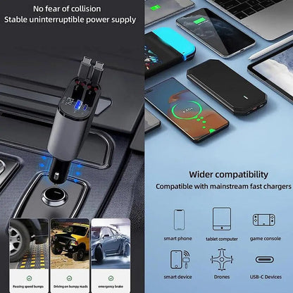 Cargador de coche retráctil