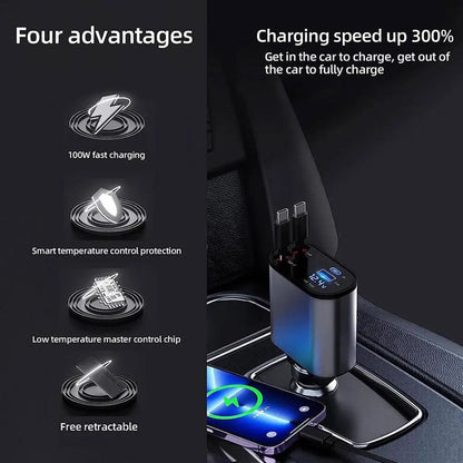 Cargador de coche retráctil